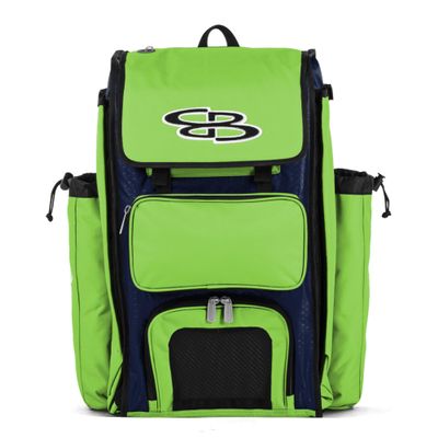 Boombah Catchers Superpack Bat Bag - BM-9024C23 Navy/Lime Green - Holds 4 Bats - Backpack Version (no Wheels)