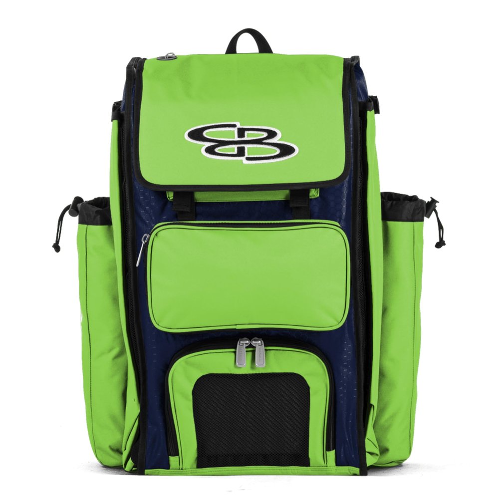 Boombah Catchers Superpack Bat Bag - BM-9024C23 Navy/Lime Green - Holds 4 Bats - Backpack Version (no Wheels)