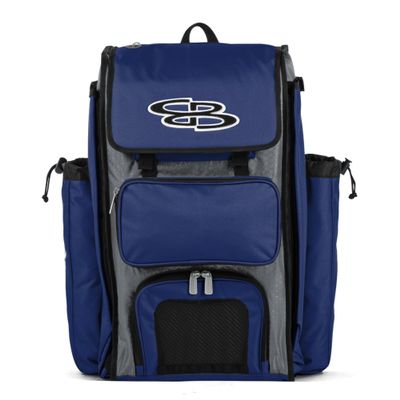 Boombah Catchers Superpack Bat Bag - BM-9024C23 Gray/Royal Blue - Holds 4 Bats - Backpack Version (no Wheels)