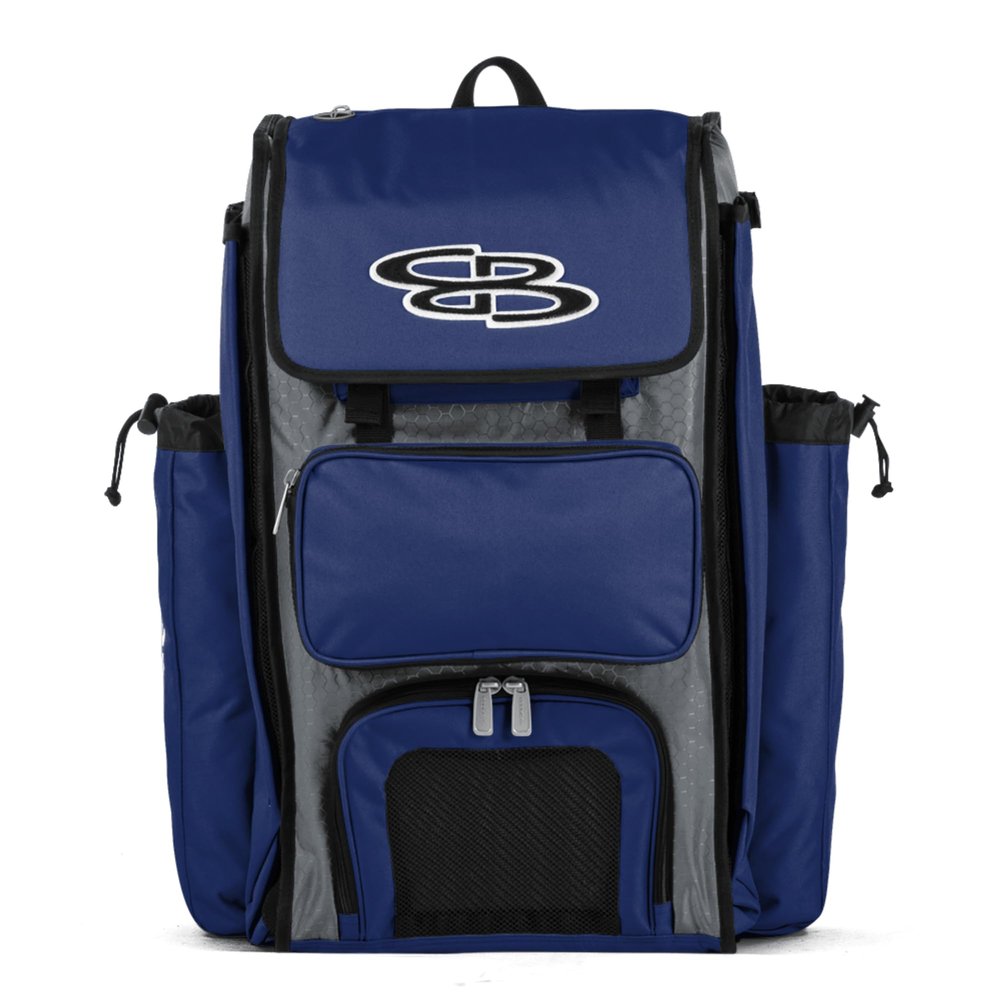 Boombah Catchers Superpack Bat Bag - BM-9024C23 Gray/Royal Blue - Holds 4 Bats - Backpack Version (no Wheels)