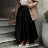 BTFBM Satin Skirts for Women Spring Fashion 2026 Elegant Flowy A-Line Cocktail Formal Silk Maxi Skirt Night Out Outfits(Black, Medium) view 2