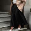 BTFBM Satin Skirts for Women Spring Fashion 2026 Elegant Flowy A-Line Cocktail Formal Silk Maxi Skirt Night Out Outfits(Black, Medium) view 3