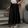 BTFBM Satin Skirts for Women Spring Fashion 2026 Elegant Flowy A-Line Cocktail Formal Silk Maxi Skirt Night Out Outfits(Black, Medium) view 4