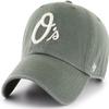 47 Brand MLB Moss Green Primary Logo Clean Up Adjustable Strap Baseball Cap Hat, Adult One Size Fits All - Baltimore Orioles Moss Green view 1