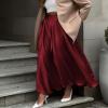 BTFBM Satin Skirts for Women Spring Fashion 2026 Elegant Flowy A-Line Cocktail Formal Silk Maxi Skirt Night Out Outfits(Wine Red, Small) view 3