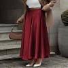 BTFBM Satin Skirts for Women Spring Fashion 2026 Elegant Flowy A-Line Cocktail Formal Silk Maxi Skirt Night Out Outfits(Wine Red, Small) view 4