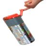 Oliver and Owen Kids insulated water bottle with straw and snack cup. Double wall stainless steel 14oz (orange and gray dinosaur) view 2