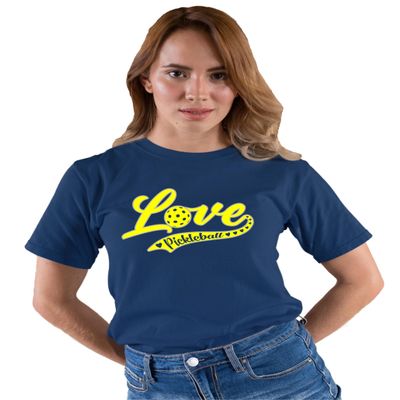 3X-Large Navy Blue Mens Love Pickleball Cursive Cute Fashion T-Shirt