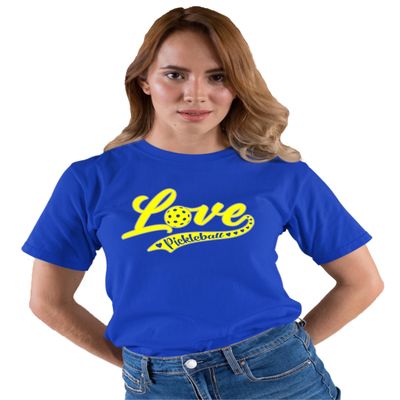 3X-Large Royal Mens Love Pickleball Cursive Cute Fashion T-Shirt