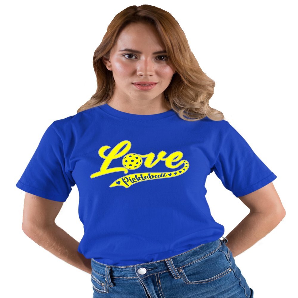 3X-Large Royal Mens Love Pickleball Cursive Cute Fashion T-Shirt