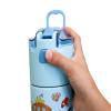 Oliver and Owen Kids insulated water bottle with straw and snack cup. Double wall stainless steel 14oz (skyblue ocean theme) view 3