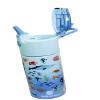 Oliver and Owen Kids insulated water bottle with straw and snack cup. Double wall stainless steel 14oz (skyblue ocean theme) view 4