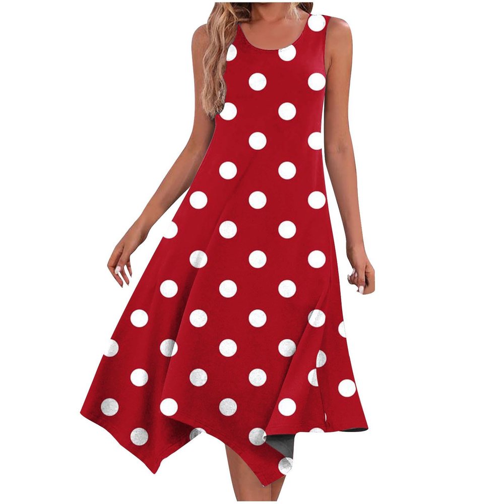 2024 Tank Dresses Women Summer Floral Midi Dress Handkerchief Irregular Hem Flowy Beach Sundress Vacation Outfit