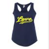 Medium Navy Blue Women Fitted Love Pickleball Cursive Cute Fashion Sleeveless Tank Top T-Shirt view 1