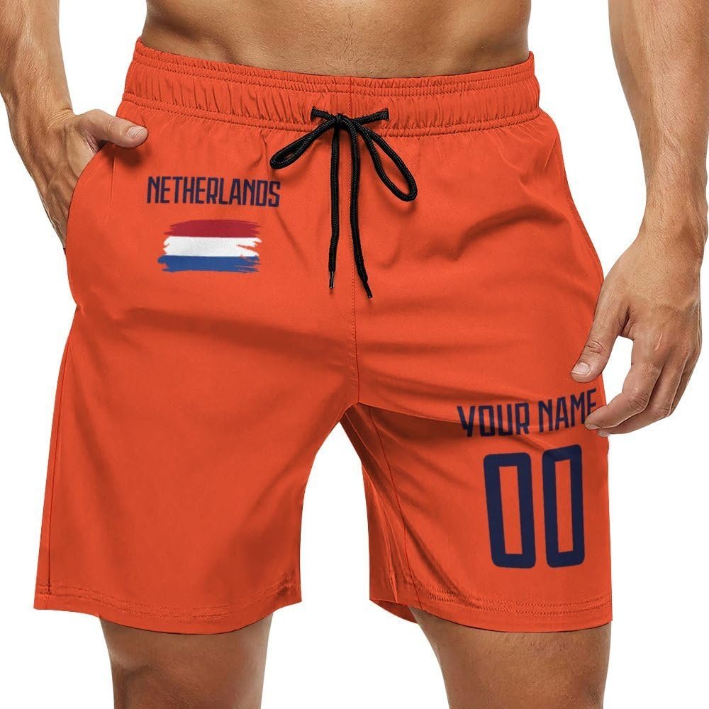 2024 Netherlands Shorts Custom Soccer Beach Trunks,Dutch Fans Gifts Personalized Name & Number,Men Youth,S-3XL