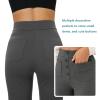keriffe Women's Straight Leg Pants High Waisted Button Stretchy Business Work Dress Casual Trousers Multiple Pockets Dark Grey view 4