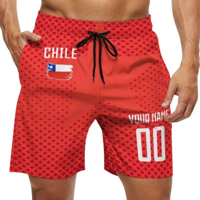 2024 Chile Shorts Custom Soccer Beach Trunks,Chilean Fans Gifts Personalized Name & Number,Men Youth,S-3XL