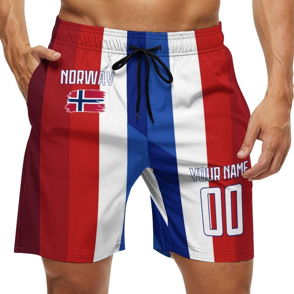 2024 Norway Shorts Custom Soccer Beach Trunks,Norway Fans Gifts Personalized Name & Number,Men Youth,S-3XL