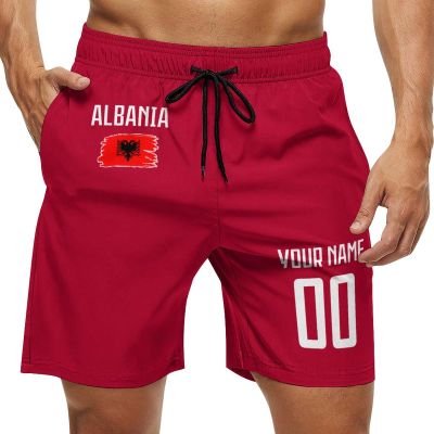 2024 Albania Shorts Custom Soccer Beach Trunks,Albanian Fans Gifts Personalized Name & Number,Men Youth,S-3XL