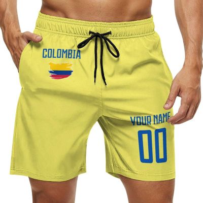 2024 Colombia Shorts Custom Soccer Beach Trunks,Colombia Fans Gifts Personalized Name & Number,Men Youth,S-3XL