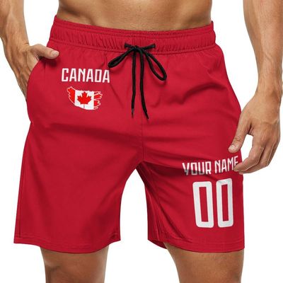 2024 Canada Shorts Custom Soccer Beach Trunks,Canadian Fans Gifts Personalized Name & Number,Men Youth,S-3XL