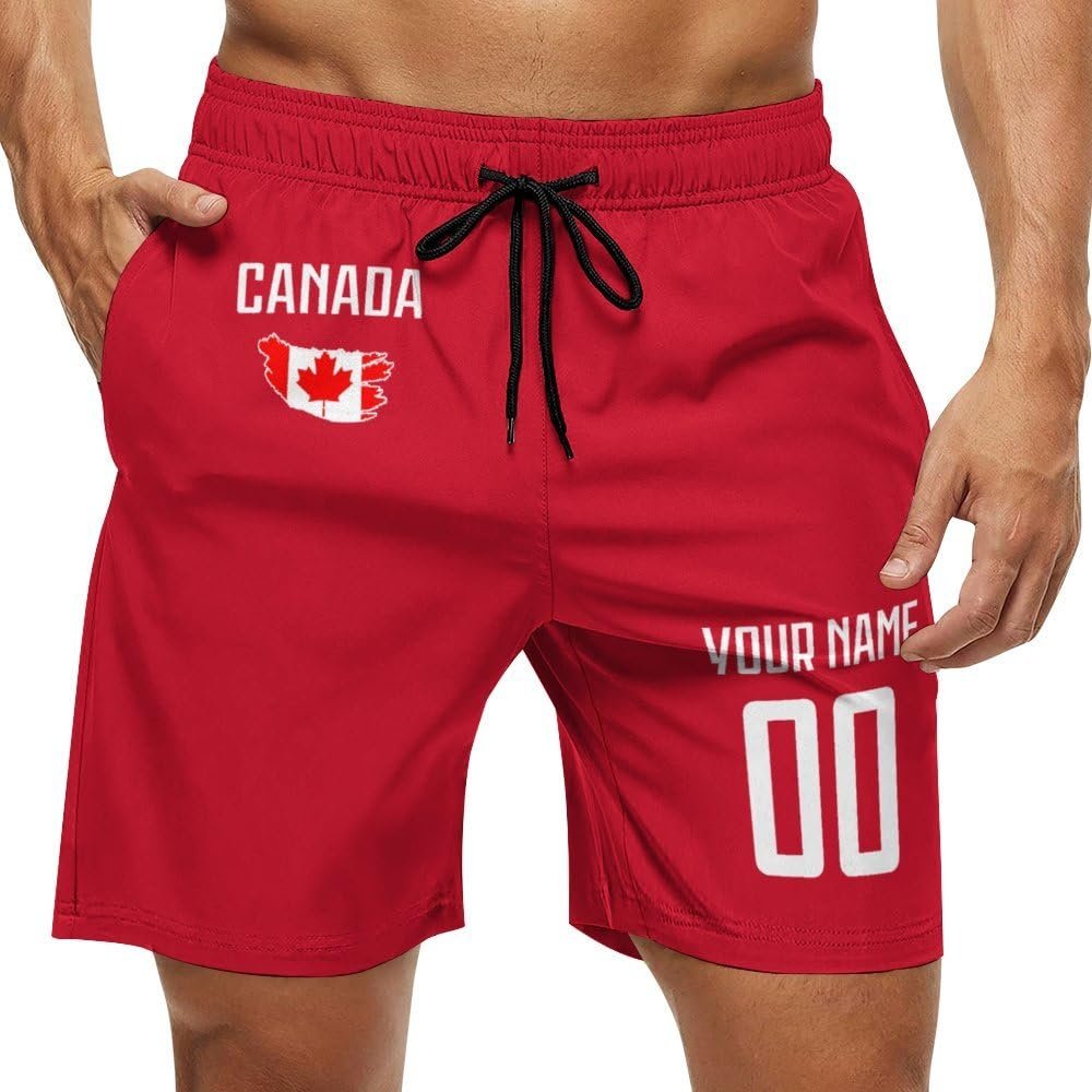 2024 Canada Shorts Custom Soccer Beach Trunks,Canadian Fans Gifts Personalized Name & Number,Men Youth,S-3XL