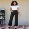 keriffe Women's Straight Leg Dress Pants Stretchy Work Trousers Black view 3