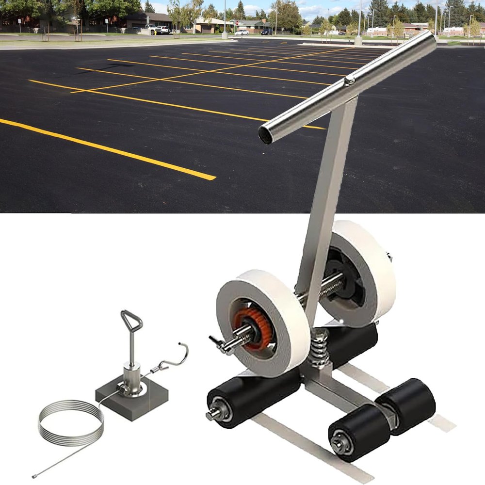 Dfdieratve Basketball Court Marking Kit, Parking Lot Striping Machine, Hand Push Floor Marking Tool, for Driveway, Asphalt Or Concrete, Basketball Courts, Road Warning