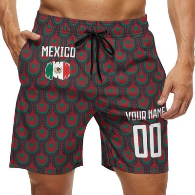 2024 Mexico Shorts Custom Soccer Beach Trunks,Mexican Fans Gifts Personalized Name & Number,Men Youth,S-3XL