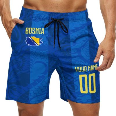 2024 Bosnia and Herzegovina Shorts Custom Soccer Beach Trunks,Bosnia and Herzegovina Fans Gifts Personalized Name & Number,Men Youth,S-3XL