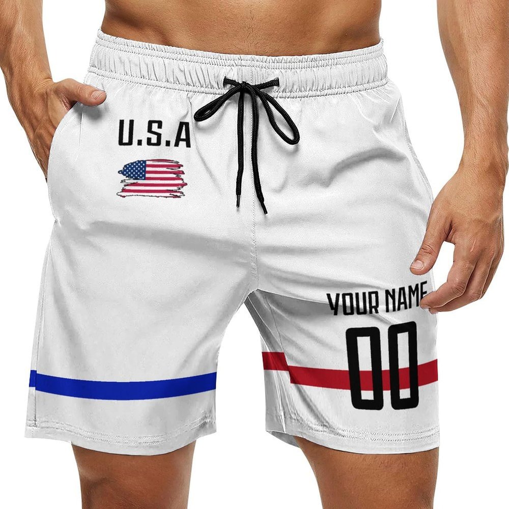 2024 USA Shorts Custom Soccer Beach Trunks,American Fans Gifts Personalized Name & Number,Men Youth,S-3XL