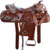 Generic Turquoise Western Kids Youth Adult Barrel Leather Saddle for Horse Riding Equestrian Tack Set Floral Tooled with Silver Conchos WS-0105 (17"" Seat), Pink view 1