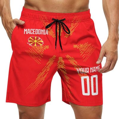 2024 Macedonia Shorts Custom Soccer Beach Trunks,Macedonian Fans Gifts Personalized Name & Number,Men Youth,S-3XL