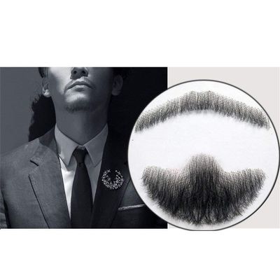 Goatee Men's Beard Human Hair Lace Hand-Made Fake Facial Mustache Costume Pretend (Black,ZZhen)