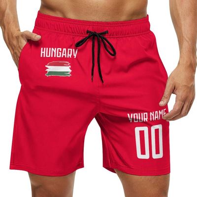 2024 Hungary Shorts Custom Soccer Beach Trunks,Hungarian Fans Gifts Personalized Name & Number,Men Youth,S-3XL