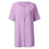 Akivide Women's Summer Cotton Linen Short Sleeve Button Up Shirt Casual Plus Size Beach Swimsuit Cover Up Mini Dress view 3