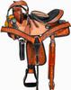 Brown Western Kids Youth Adult Barrel Leather Saddle for Horse Riding Equestrian Tack Set Floral Tooled with Silver Conchos WS-0108 (17" Seat) view 1