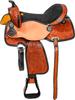 Brown Western Kids Youth Adult Barrel Leather Saddle for Horse Riding Equestrian Tack Set Floral Tooled with Silver Conchos WS-0108 (17" Seat) view 2