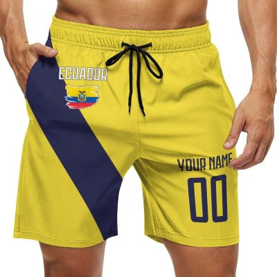 2024 Ecuador Shorts Custom Soccer Beach Trunks,Ecuadorian Fans Gifts Personalized Name & Number,Men Youth,S-3XL
