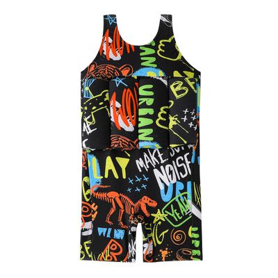 IBTOM CASTLE Toddler Boys Girls Color Block One Piece Swimsuit Swimwear Summer Holiday Beachwear Bathing Suit Swim Suits for Kids Swimming Black Dinosaur 5T