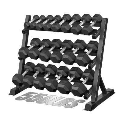 550LB 450LB 350LB Dumbbell Set with Rack Rubber Coated Dumbbells 5-50 Hex Weights Dumbbells Set for Home Workout Complete Weight Set with Rack Heavy (550 LB Dumbbell set)