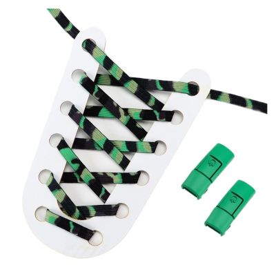 NineFit Basics Elastic Shoe Laces Press Metal Lock No Tie Shoelaces Flat Men And Women Casual Shoes Accessories Lazy Shoelace (Color : Green camouflage)