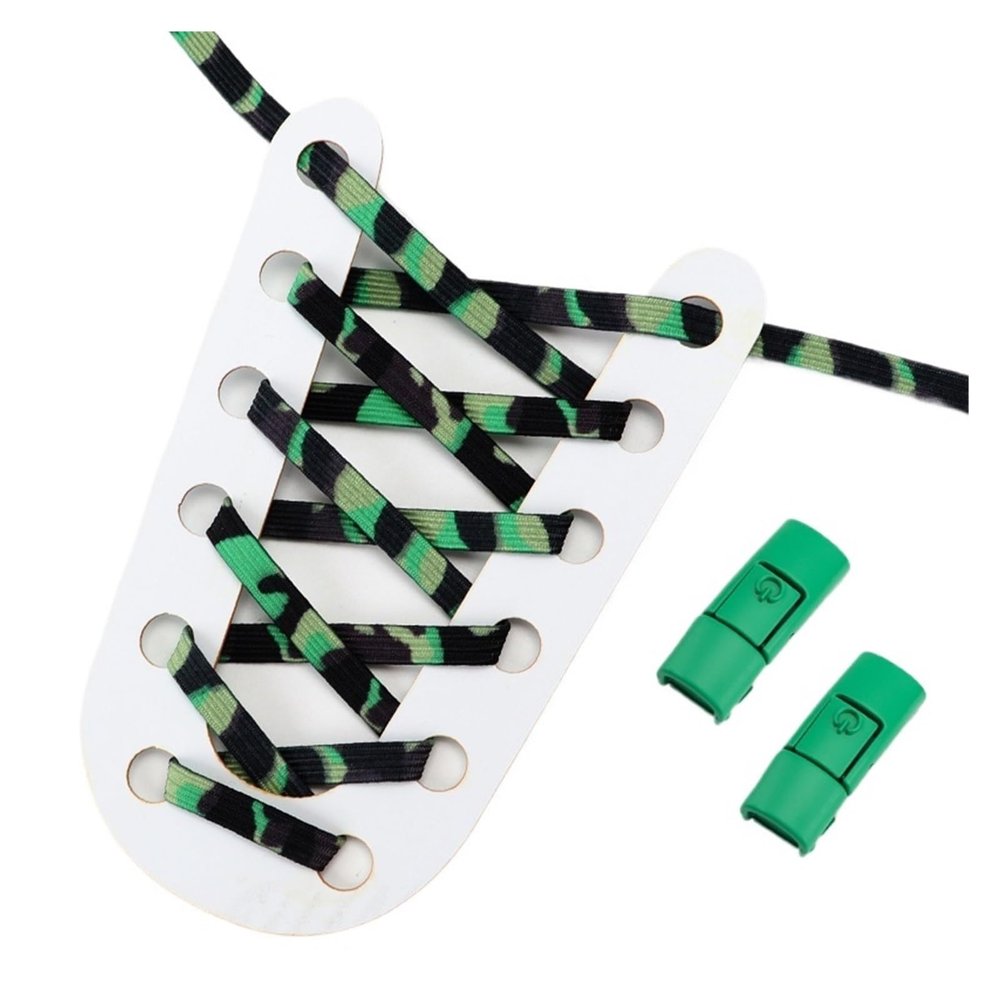 NineFit Basics Elastic Shoe Laces Press Metal Lock No Tie Shoelaces Flat Men And Women Casual Shoes Accessories Lazy Shoelace (Color : Green camouflage)