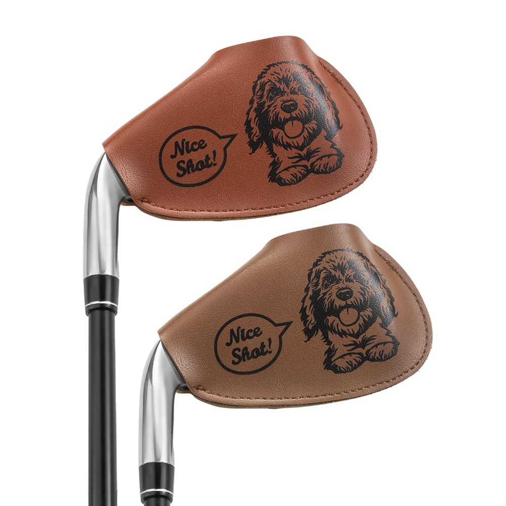 callie Personalized Golf Head Covers with Pets Photo, Custom Leather Golf Headcovers Iron Head Protective Covers 1pc, Golf Accessories Gifts