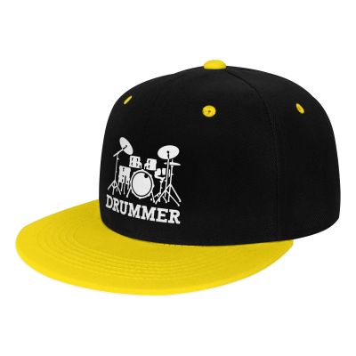 NMNRRPTLS Drumsticks Drummer Tools Flat Brim Hat Kids Fashion Hip Hop Style Contrast Color Snapback Hat Yellow