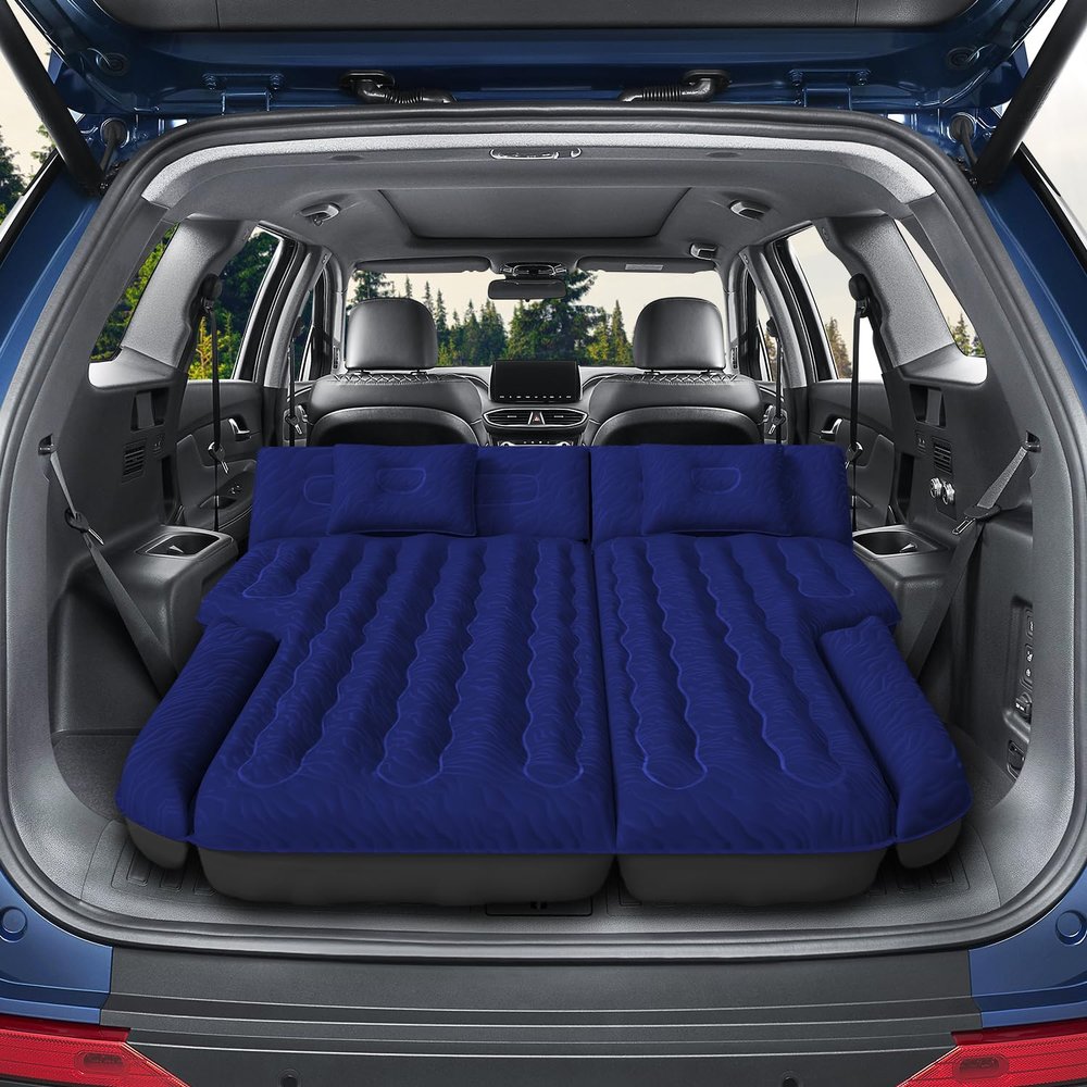 DikaSun Inflatable SUV Air Mattress Bed Car Mattress for SUV, Double-Sided Flocking Travel Camping Bed Car Air Mattress, Car Sleeping Mattress Bed for Universal SUV with Air Pump & 2 Pillows