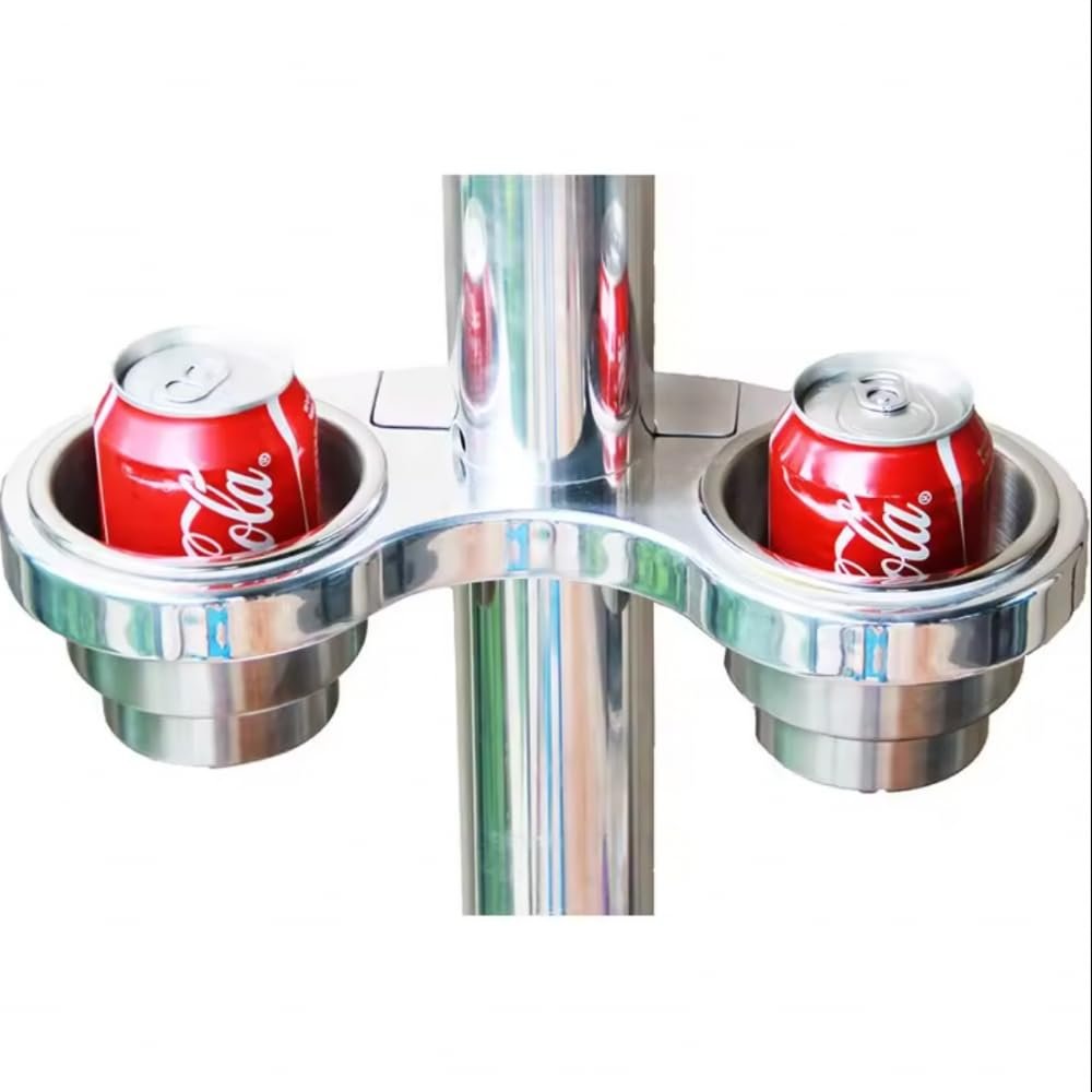 Make A Wake Marine Boat T-Top Tower Double Cup Holder Clamp on, Aluminum