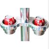 Make A Wake Marine Boat T-Top Tower Double Cup Holder Clamp on, Aluminum view 1