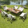 Folding Camping Table & Chairs Set, Portable Lightweight Picnic Table with Carrying Bag and Carbon Steel Roll-up Top Foldable Compact Table, Easy to Assemble view 1