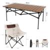 Folding Camping Table & Chairs Set, Portable Lightweight Picnic Table with Carrying Bag and Carbon Steel Roll-up Top Foldable Compact Table, Easy to Assemble view 2